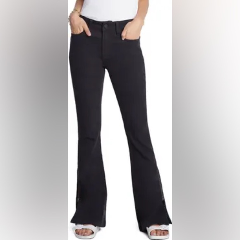 Wash Lab NWOT Vintage Black Flare Leg Zipper Hem Jeans Sz 31